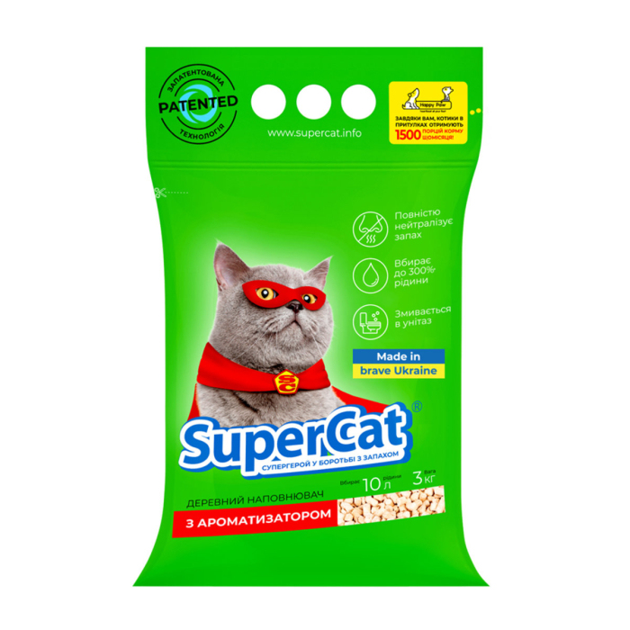 Деревний наповнювач SuperCat ЗЕЛЕНИЙ - 3 кг