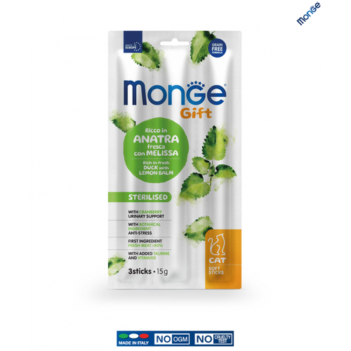 Monge CAT Gift  Sterlised - ласощі для котів з качкою та  мелісою