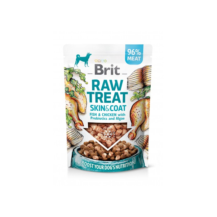 Ласощі для собак Brit Raw Treat freeze-dried Skin and Coat для шкіри та шерсті, риба і курка, 40 г 112132