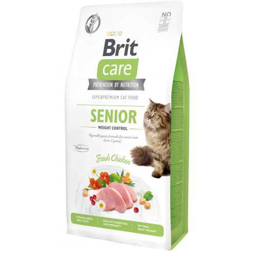 Сухий корм Brit Care CAT GF Senior Weight Control для котів похилого віку з надмірною вагою курка