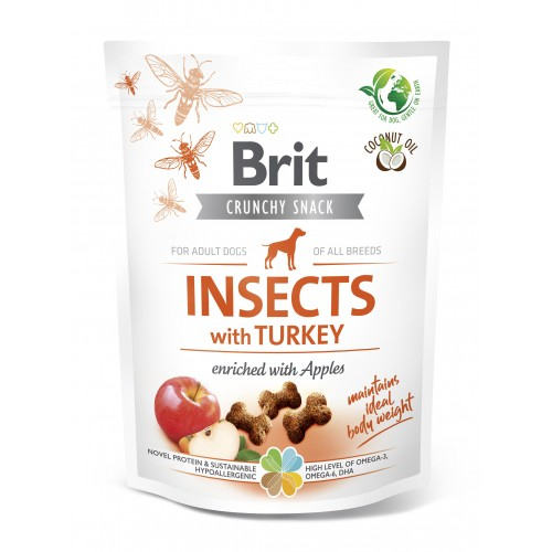 Ласощі для собак Brit Care Dog Crunchy Cracker Insects для підтримки ваги, комахи, індичка та яблуко,