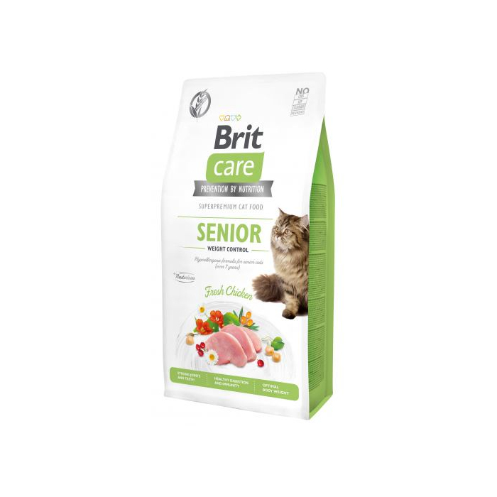 Сухий корм Brit Care CAT GF Senior Weight Control для котів похилого віку з надмірною вагою курка
