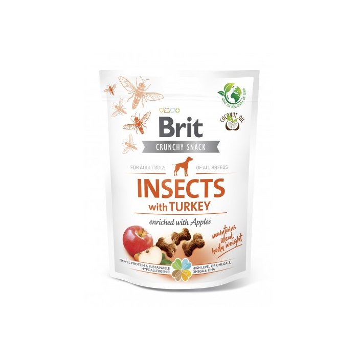 Ласощі для собак Brit Care Dog Crunchy Cracker Insects для підтримки ваги, комахи, індичка та яблуко,