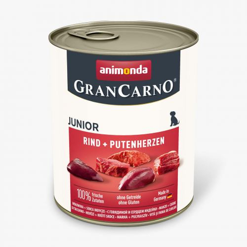 Animonda GranCarno Junior Beef and Turkey hearts консерва для цуценят з яловичиною та індичкою 800г