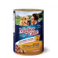 Вологий Корм Migliorcane курка та індичка, шматочками, 405 г
