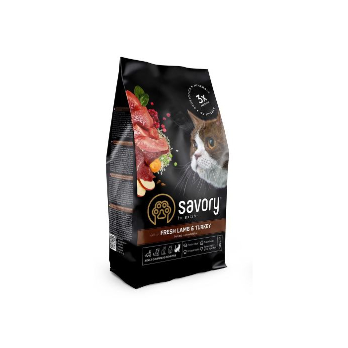 Savory CAT Sensitive Digestion Fresh Lamb and Turkey ягня та індичка 0,4 кг
