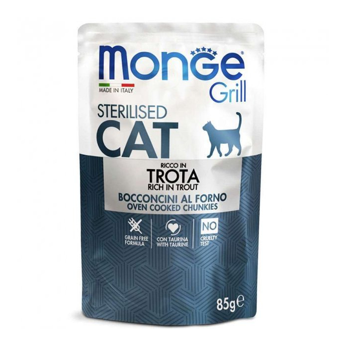 Monge Grill CAT pouch Sterilized Adult Trout вологий корм для дорослих стерилізованих котів з фореллю