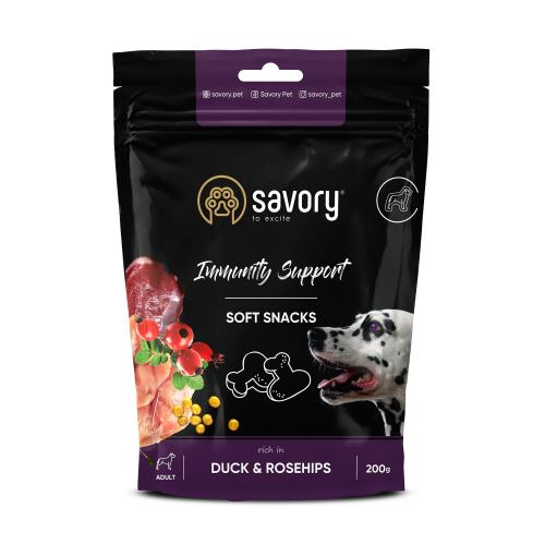 М'які ласощі Savory для зміцнення імунітету собак качка та шипшина