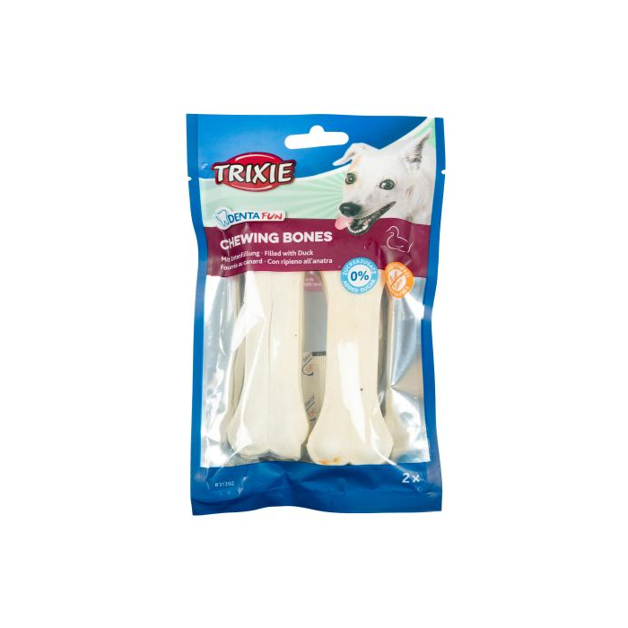 Кісточка Trixie для собак Denta Fun пресована жувальна з качкою натуральна шкіра 12см