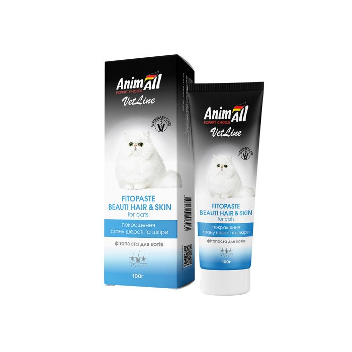 АнимАлл ВетЛайн фитопаста для улучшения качества шерсти для кошек, 100 гр (6/Х/Х) 150564