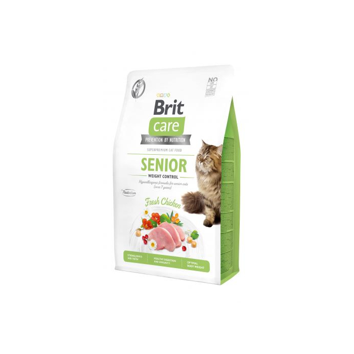 Сухий корм Brit Care CAT GF Senior Weight Control для котів похилого віку з надмірною вагою курка