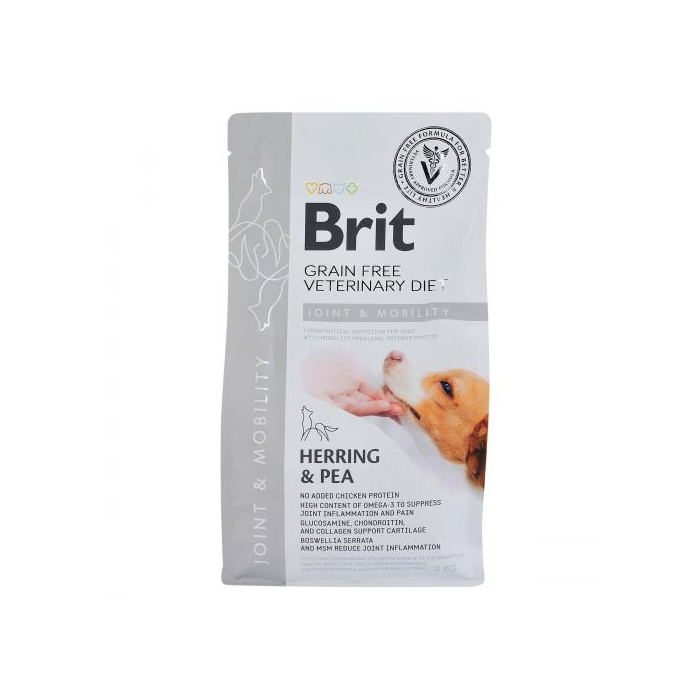 Brit GF VetDiet DOG Mobility для собак, для здоров'я суглобів, з оселедцем, лососем, горохом та гречкою,