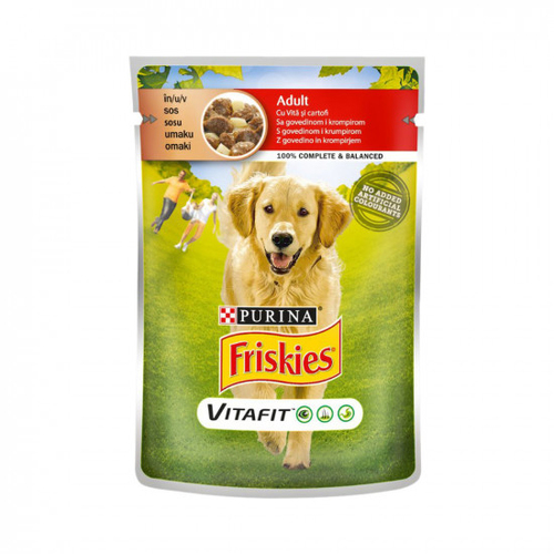 Friskies Adult для дорослих собак, шматочки з яловичиною та картоплею, пауч 20х100г 2309101100