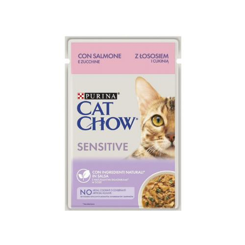 Cat Chow Adult Sensitive з лососем і цукіні в желе, пауч 85 г